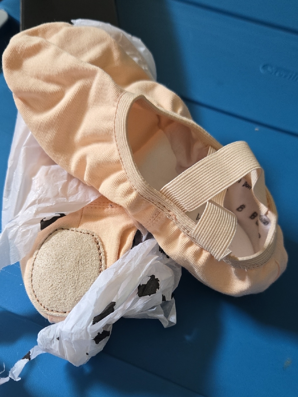 Women's Ballet Flat Dance Shoes in Peach - Elastic Strap